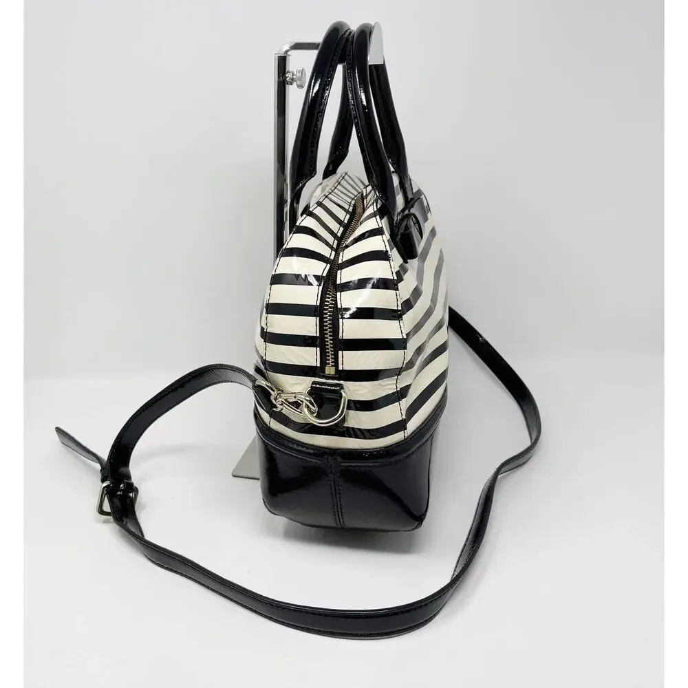 Kate Spade Chelsea Park Porter Patent Leather Handbag Black Cream Bow Crossbody
